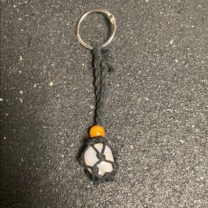 White Stone Keychain with Orange Bead
